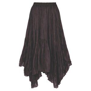 Joe Brown's Handkerchief Hem Crinkle Midi Black Purple Skirt M 10 L 12